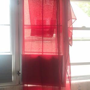 1 Pair Red Sheer Curtains